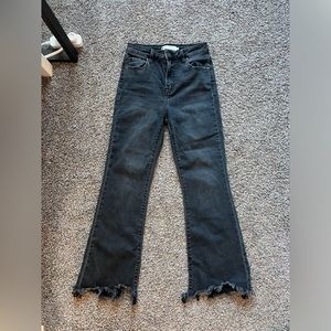 Hidden Jeans brand. Black faded wash flare jeans, comfy stretchy fit, size 26